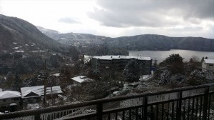 箱根芦ノ湖の雪景色